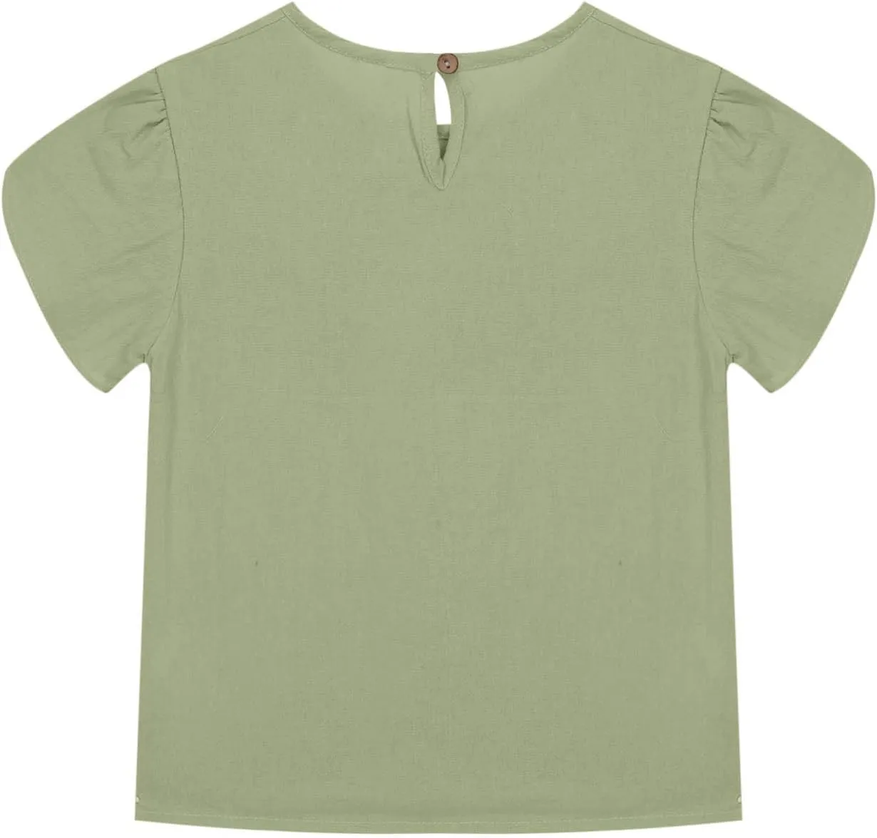 Summer Girls Cotton Linen T Shirts Crewneck Petal Short Sleeve Cute Casual Tops Loose Workout Blouse Tee 5-15 Years