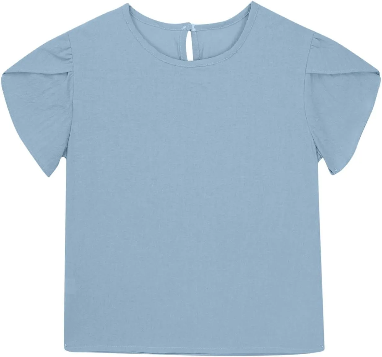 Summer Girls Cotton Linen T Shirts Crewneck Petal Short Sleeve Cute Casual Tops Loose Workout Blouse Tee 5-15 Years