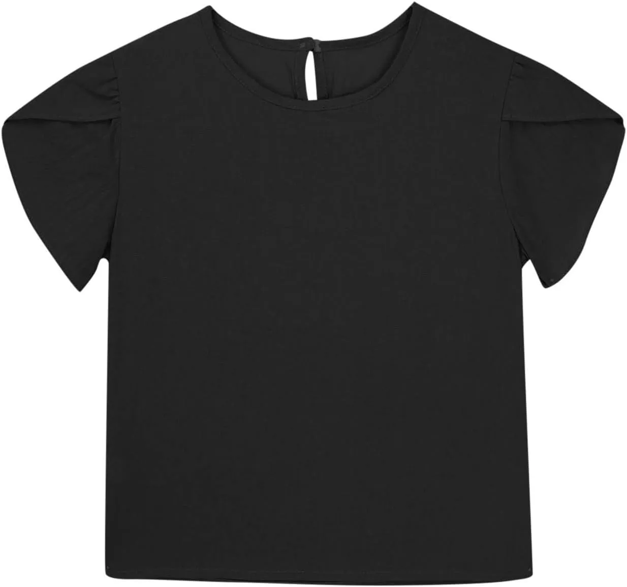 Summer Girls Cotton Linen T Shirts Crewneck Petal Short Sleeve Cute Casual Tops Loose Workout Blouse Tee 5-15 Years