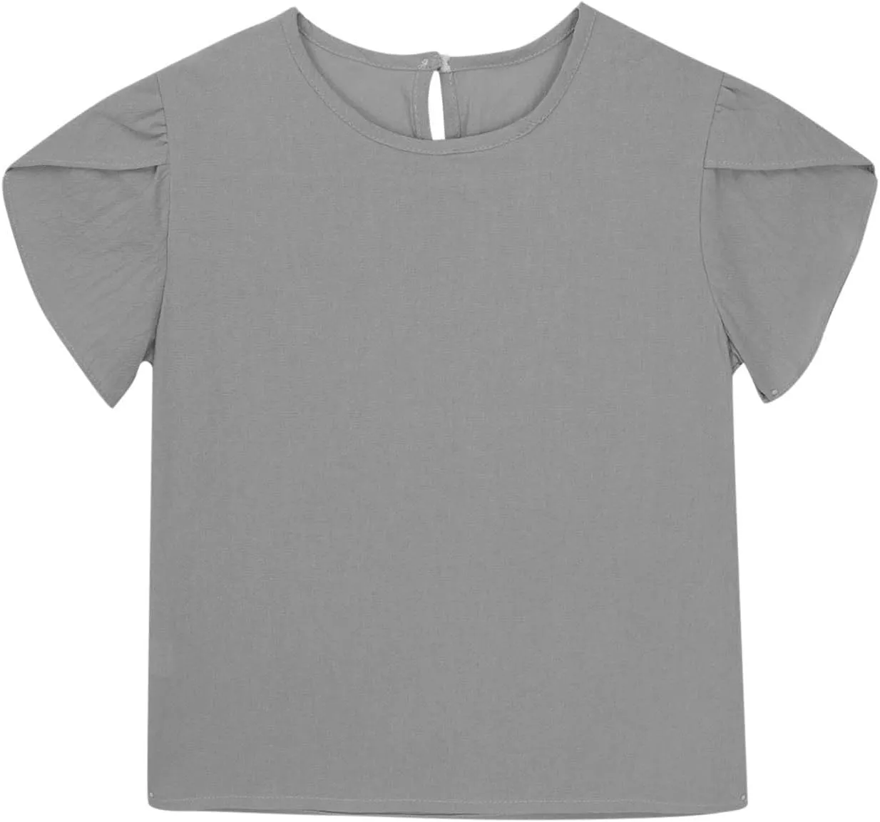 Summer Girls Cotton Linen T Shirts Crewneck Petal Short Sleeve Cute Casual Tops Loose Workout Blouse Tee 5-15 Years