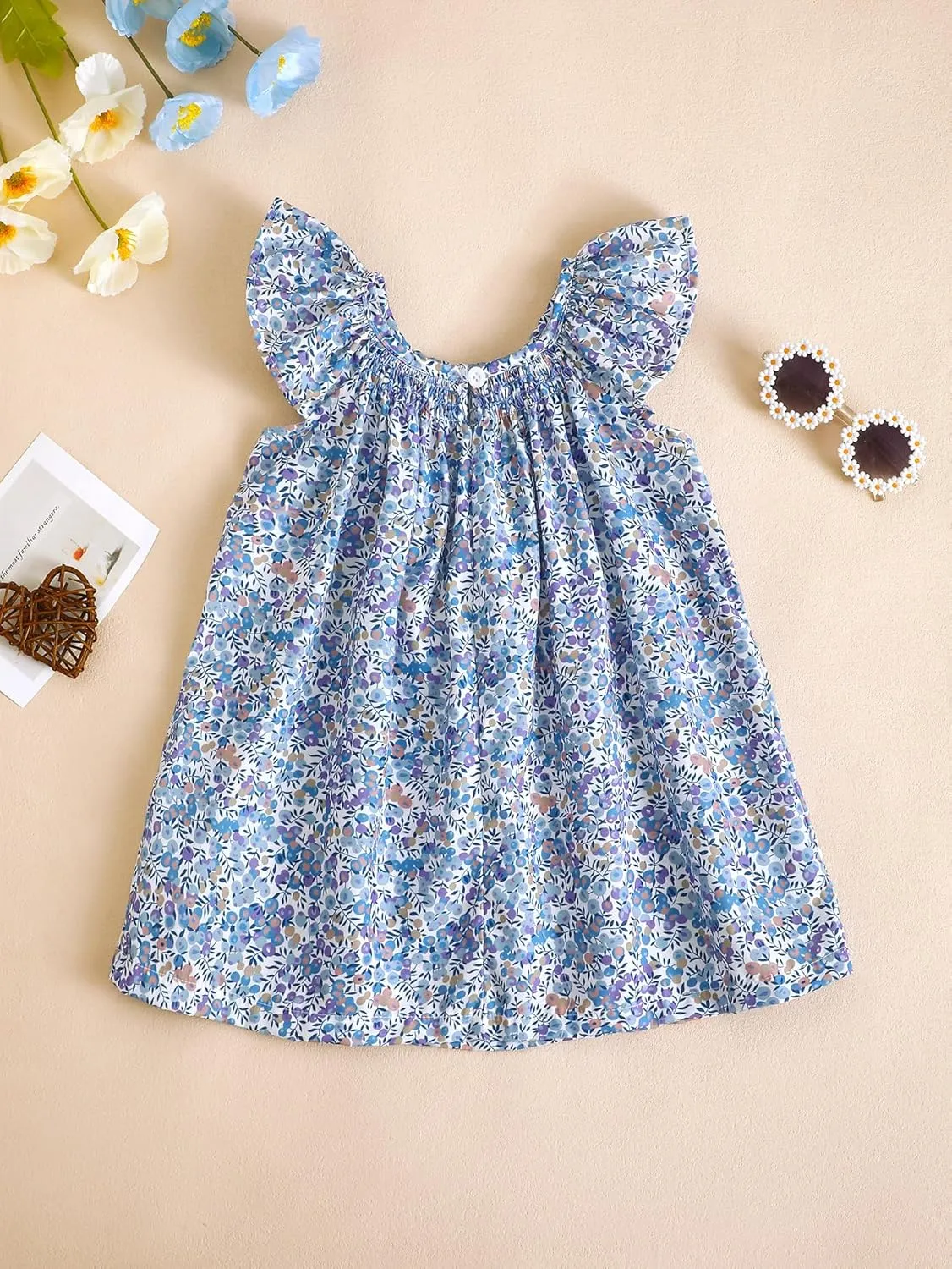 Summer Outfit Toddler Baby Girl Floral Dress Ruffle Sleeveless Dresses Tunic Dress Summer Sundress Girls Casual Dress