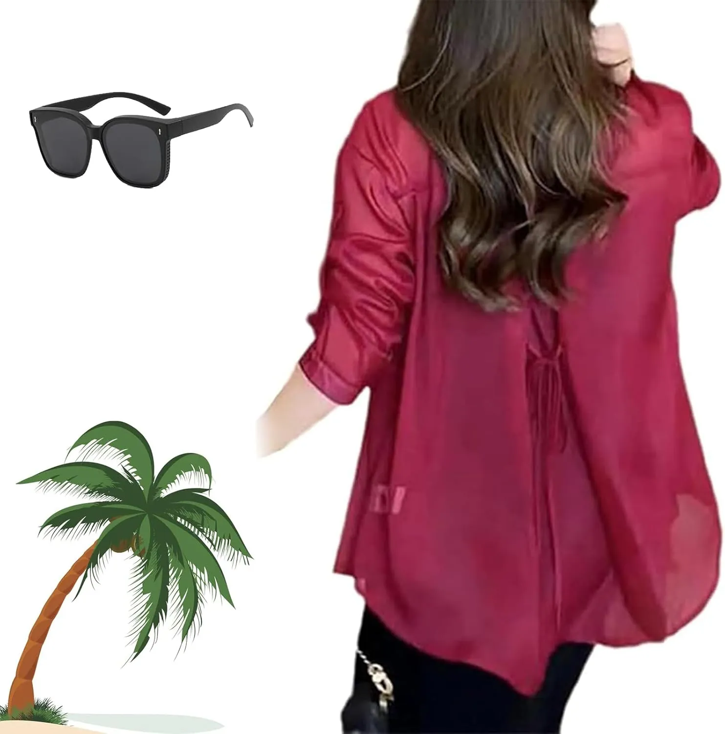 Summer Sunscreen Chiffon Shirt, Sunscreen T-Shirt in Silk Material, Long Sleeve Uv Blocking Shirts for Women