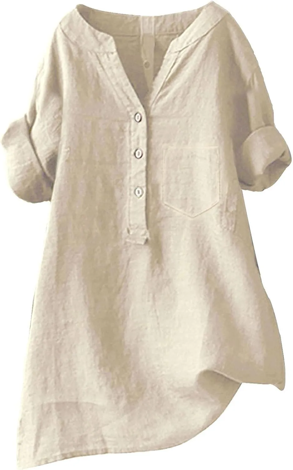 Summer Tops for Women 2025 Trendy Dress Cotton Linen Stand Up Neck Outfits Tunic Casual Loose Fit Vacation Blouses