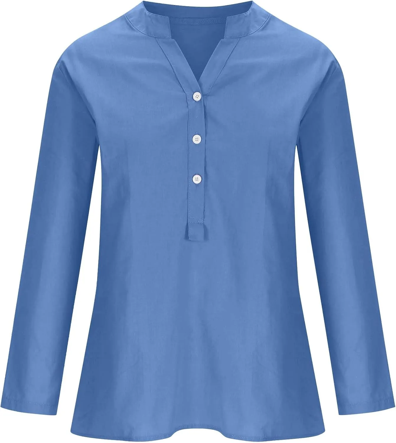 Summer Tops for Women Trendy 2025 Cotton Linen Business Shirts Long Sleeve V Neck Blouses Button Tunic Slim Outfits