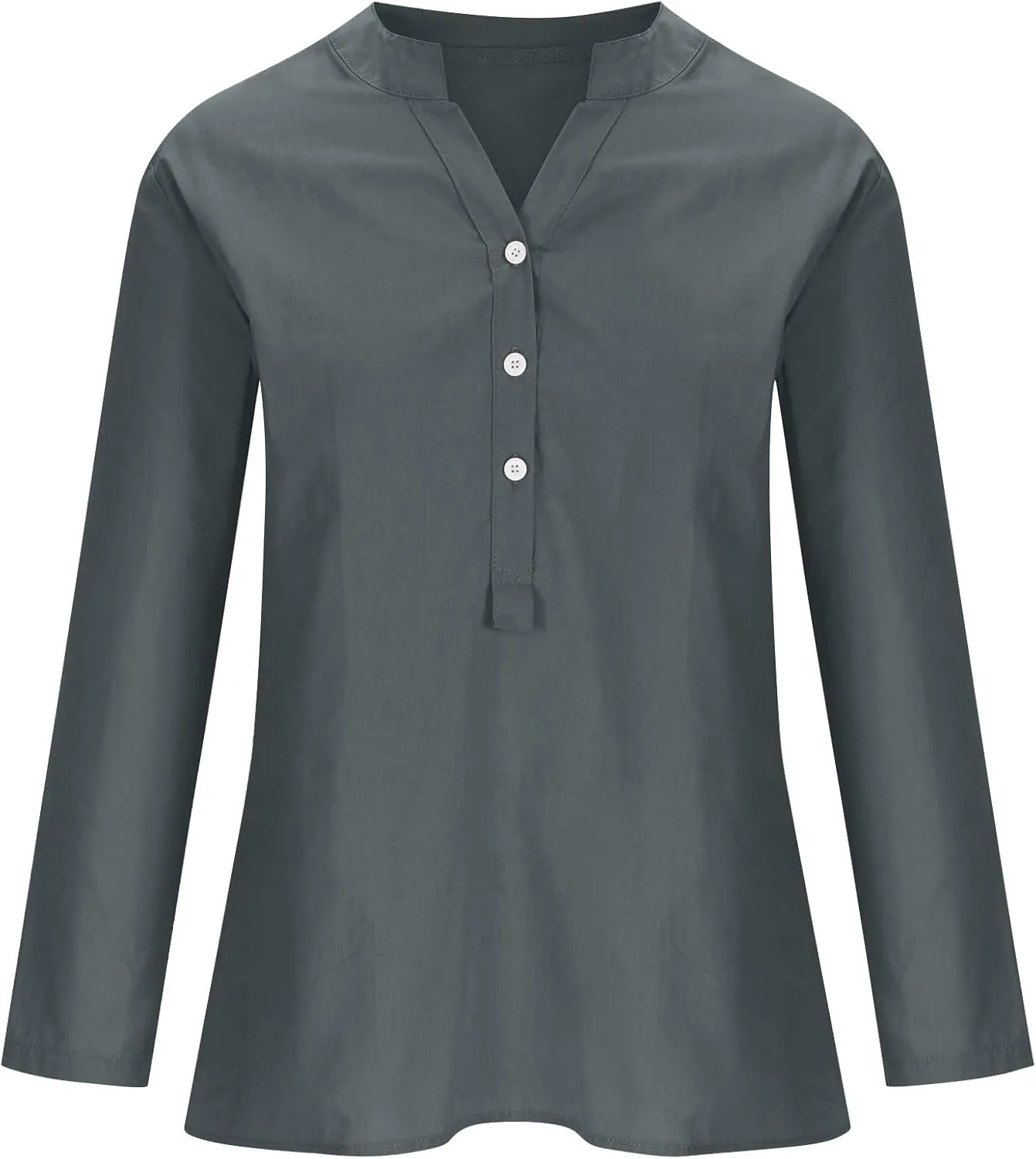 Summer Tops for Women Trendy 2025 Cotton Linen Business Shirts Long Sleeve V Neck Blouses Button Tunic Slim Outfits