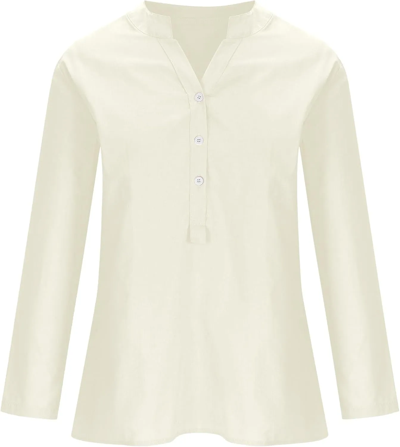 Summer Tops for Women Trendy 2025 Cotton Linen Business Shirts Long Sleeve V Neck Blouses Button Tunic Slim Outfits