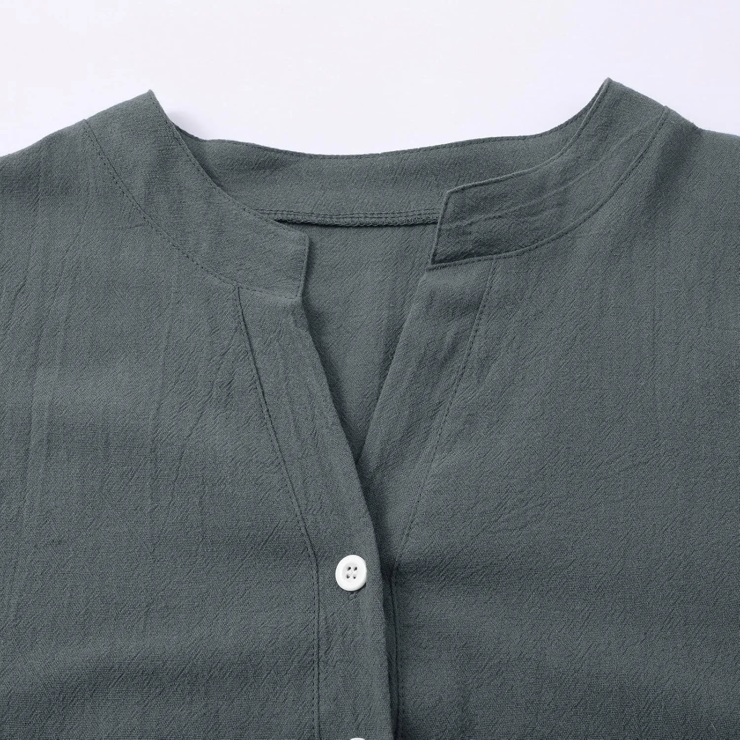 Summer Tops for Women Trendy 2025 Cotton Linen Business Shirts Long Sleeve V Neck Blouses Button Tunic Slim Outfits