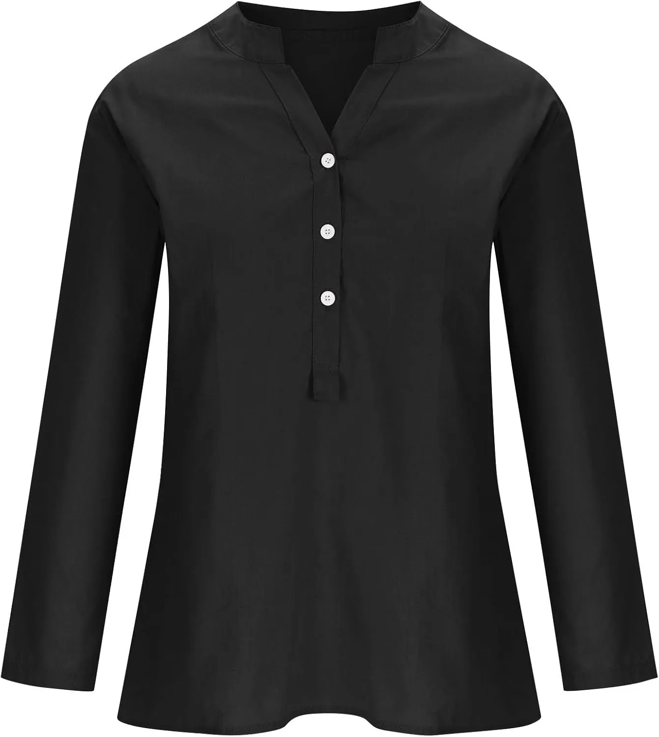 Summer Tops for Women Trendy 2025 Cotton Linen Business Shirts Long Sleeve V Neck Blouses Button Tunic Slim Outfits