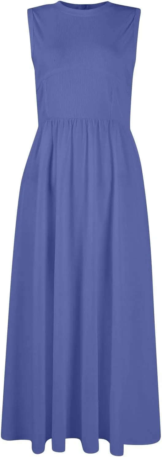 Sun Dresses Women Tank Dress Summer Midi Dress High Waist Wrap Dresses Sleeveless Boho A Line 2025 with Pockets