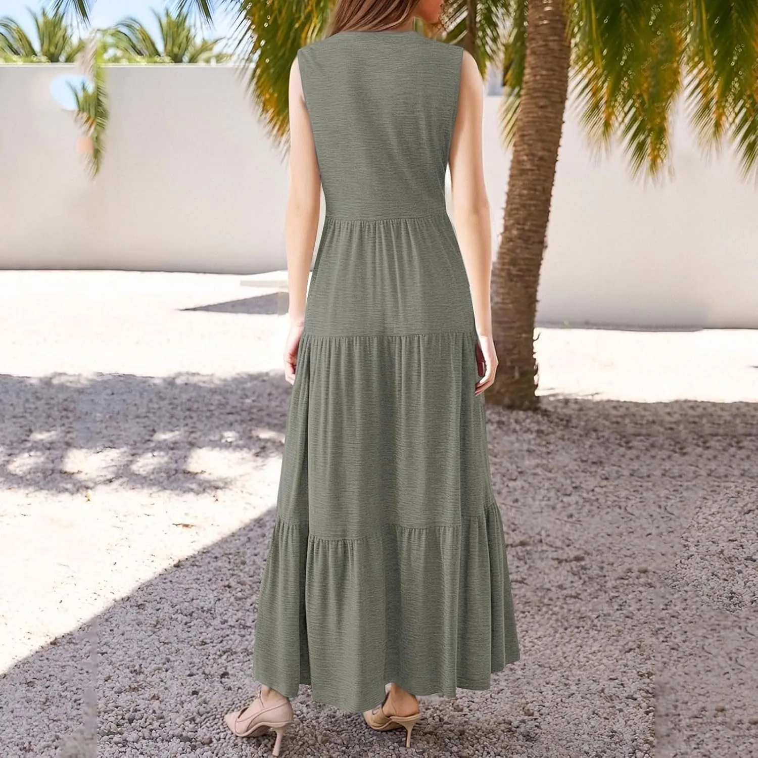 Sundresses for Women Casual Summer Ruffle Sleeve Sweetheart V-Neck Printing Dresses Boho Prom Maxi Short Sleeve Dress