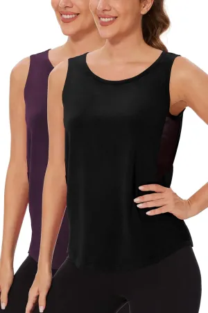 TAIPOVE Workout Tops for Women Pima Cotton Athletic Tank Top Side Mesh Summer Sleeveless Tank Top for Yoga Gym Multipack