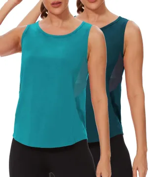TAIPOVE Workout Tops for Women Pima Cotton Athletic Tank Top Side Mesh Summer Sleeveless Tank Top for Yoga Gym Multipack