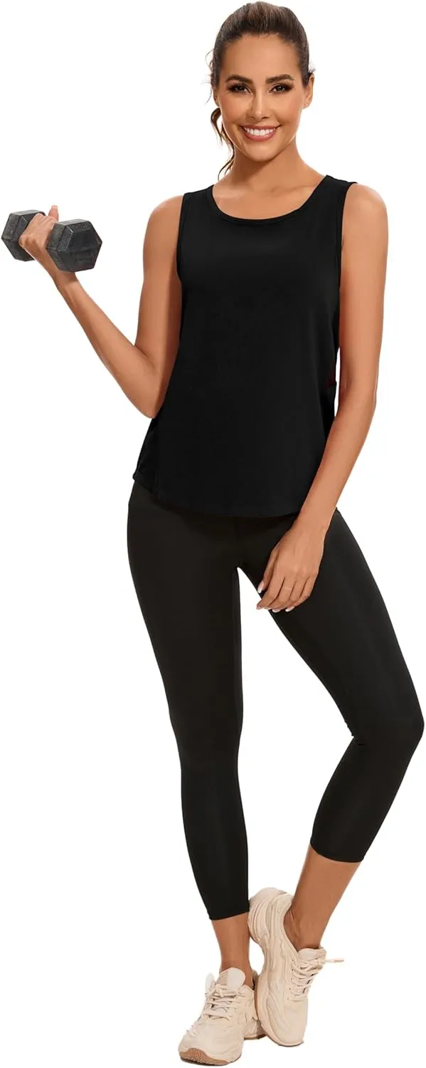 TAIPOVE Workout Tops for Women Pima Cotton Athletic Tank Top Side Mesh Summer Sleeveless Tank Top for Yoga Gym Multipack