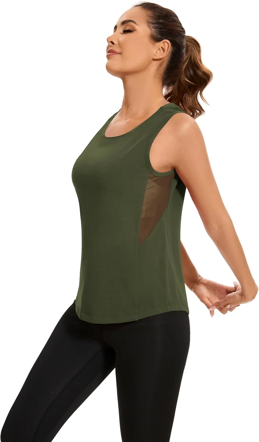 TAIPOVE Workout Tops for Women Pima Cotton Athletic Tank Top Side Mesh Summer Sleeveless Tank Top for Yoga Gym Multipack