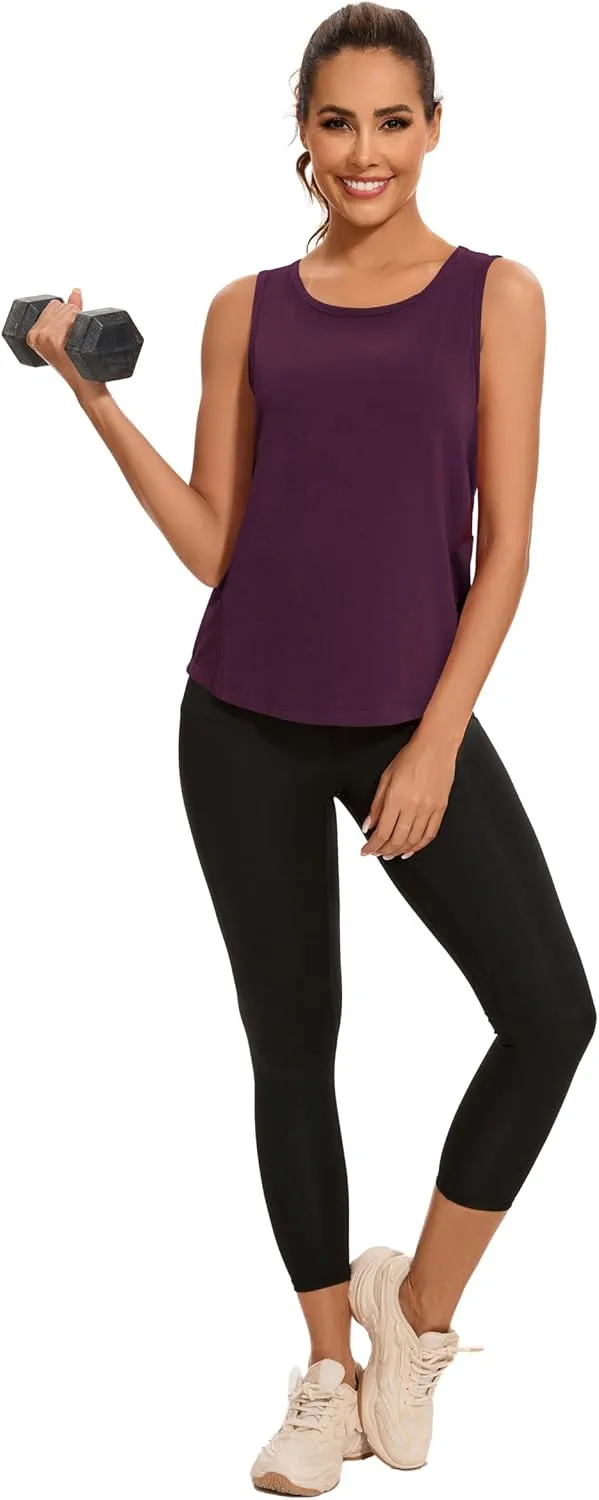 TAIPOVE Workout Tops for Women Pima Cotton Athletic Tank Top Side Mesh Summer Sleeveless Tank Top for Yoga Gym Multipack