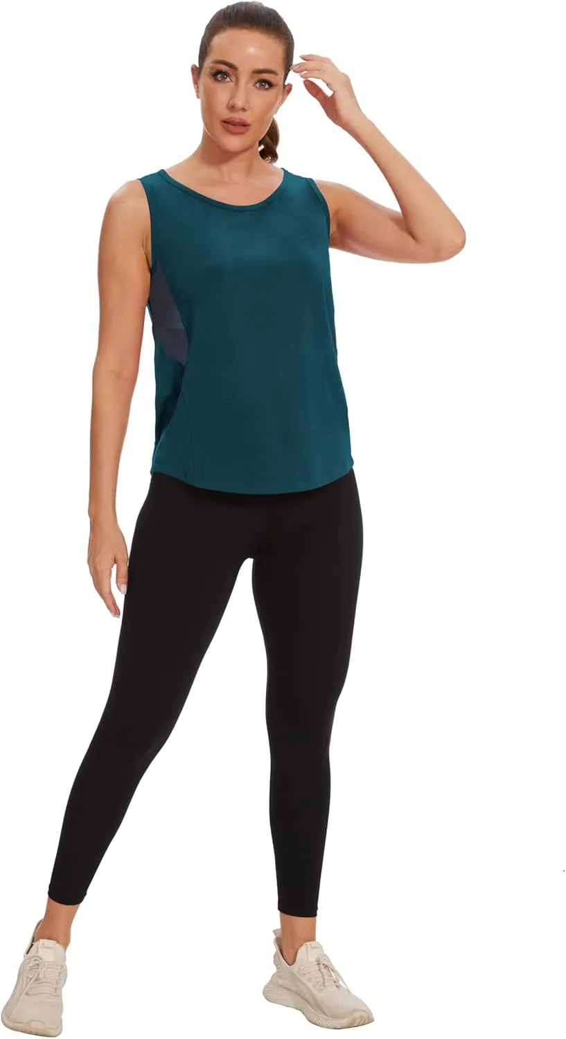TAIPOVE Workout Tops for Women Pima Cotton Athletic Tank Top Side Mesh Summer Sleeveless Tank Top for Yoga Gym Multipack