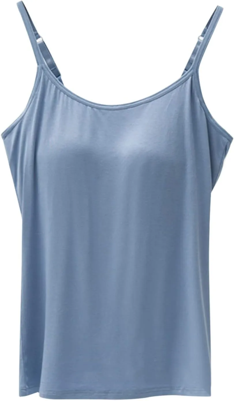 Tank Top for Women Cotton Tank Top with Built in Bra Camisole Tops wiith Padded Bra Sleeveless Workout Yoga Shirts
