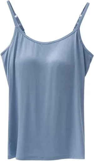 Tank Top for Women Cotton Tank Top with Built in Bra Camisole Tops wiith Padded Bra Sleeveless Workout Yoga Shirts