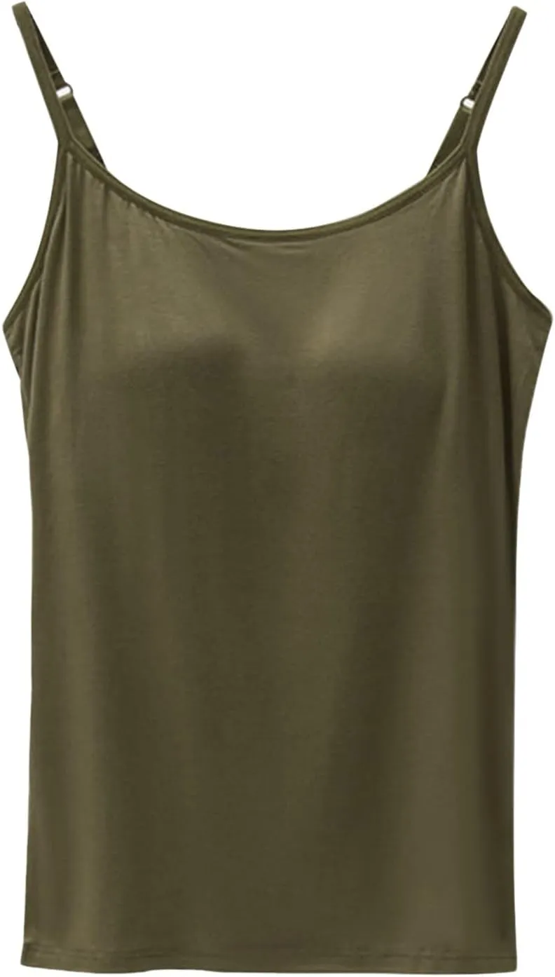 Tank Top for Women Cotton Tank Top with Built in Bra Camisole Tops wiith Padded Bra Workout Yoga Shirts