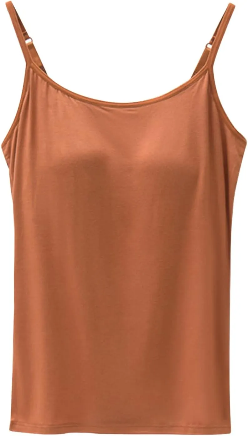 Tank Top for Women Cotton Tank Top with Built in Bra Camisole Tops wiith Padded Bra Workout Yoga Shirts