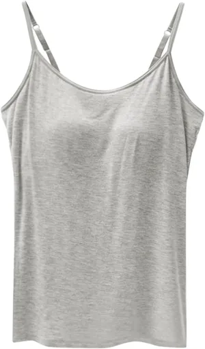 Tank Top for Women Cotton Tank Top with Built in Bra Camisole Tops wiith Padded Bra Workout Yoga Shirts