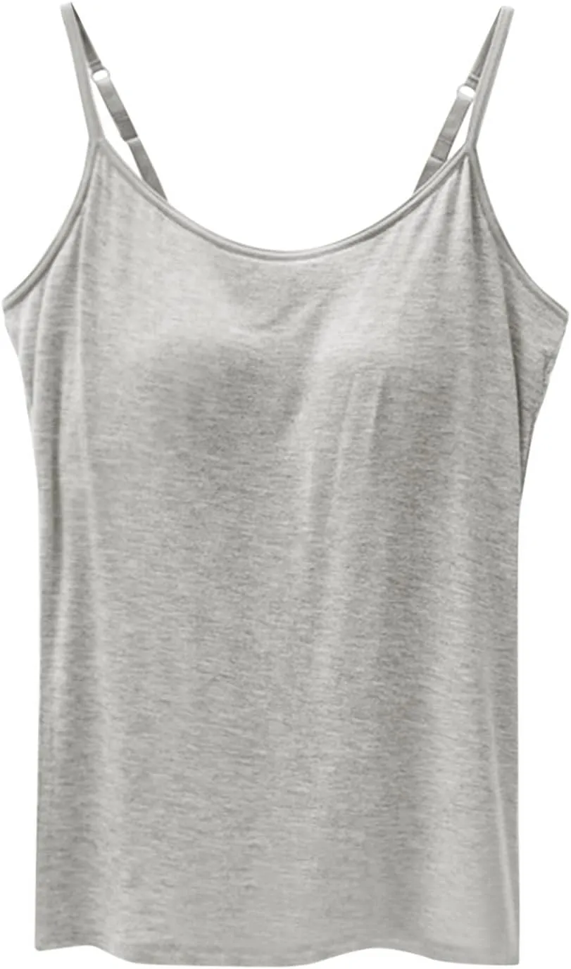 Tank Top for Women Cotton Tank Top with Built in Bra Camisole Tops wiith Padded Bra Workout Yoga Shirts