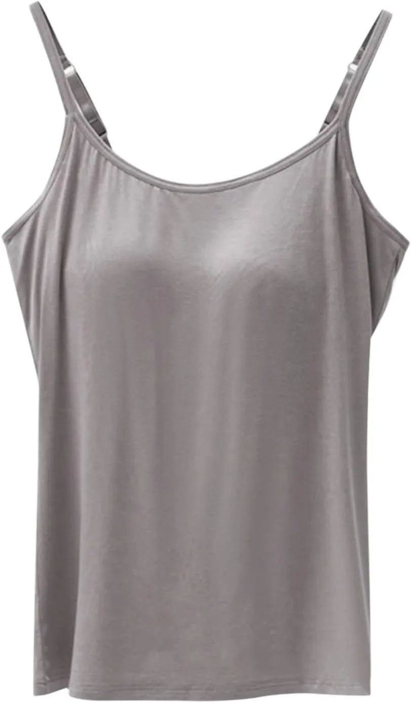 Tank Top for Women Cotton Tank Top with Built in Bra Camisole Tops wiith Padded Bra Workout Yoga Shirts