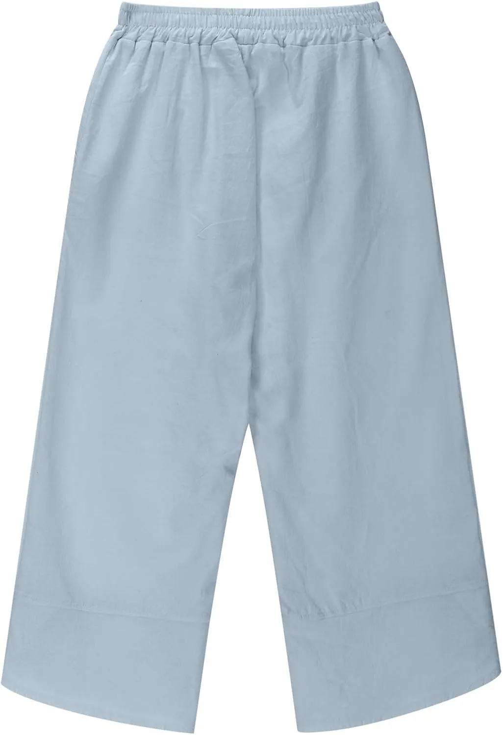 Teen Girls Palazzo Pants Summer Casual Cotton Linen Trousers Kids Lightweight Elastic Waist Solid Color Wide Leg Pant