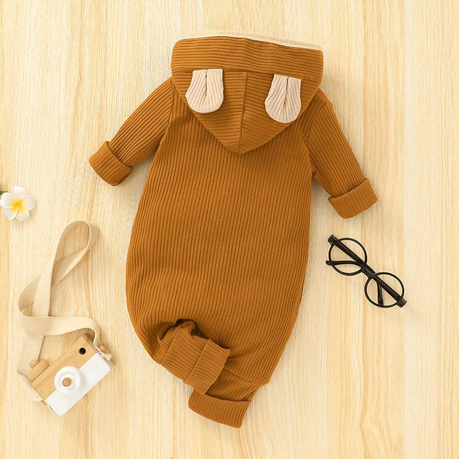 Thorn Tree Newborn Baby Girl Boy Hooded Romper Unisex Baby Knitted Jumpsuit Infant Kids Solid Outfits Baby Girl Boy Jumpsuit