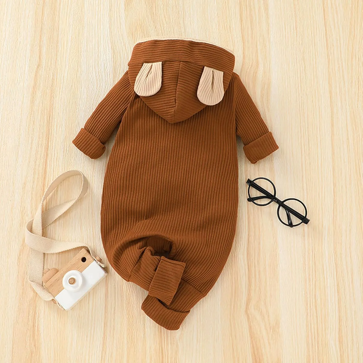 Thorn Tree Newborn Baby Girl Boy Hooded Romper Unisex Baby Knitted Jumpsuit Infant Kids Solid Outfits Baby Girl Boy Jumpsuit