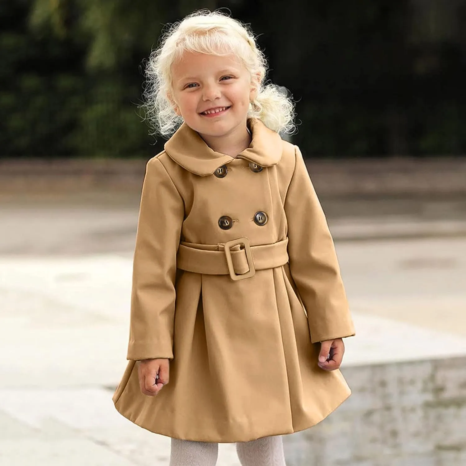 Toddler Baby Girls Classic Wool Blend Coat Winter Double Breasted Trench Coat Outwear Pea Coat Jacket