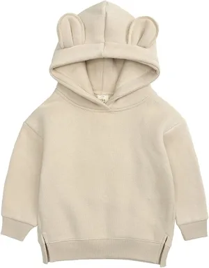 Unisex Baby Fleece Hoodies Toddler Girls Boys Cute Bear Ear Solid Sweatshirt Casual Thick Long Sleeve Girls' Fashion