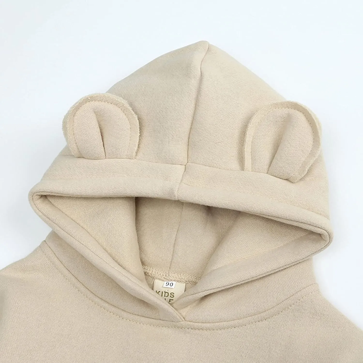 Unisex Baby Fleece Hoodies Toddler Girls Boys Cute Bear Ear Solid Sweatshirt Casual Thick Long Sleeve Girls' Fashion