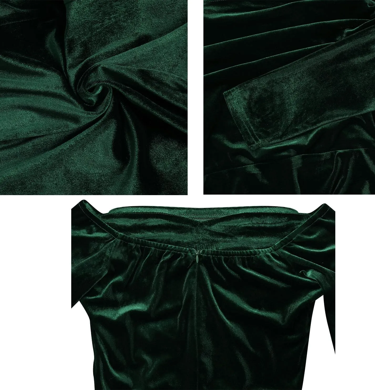 Vakkest Women Off The Shoulder Formal Dresses Long Sleeve Evening Party Velvet Maxi Dress High Split Cocktail Gowns