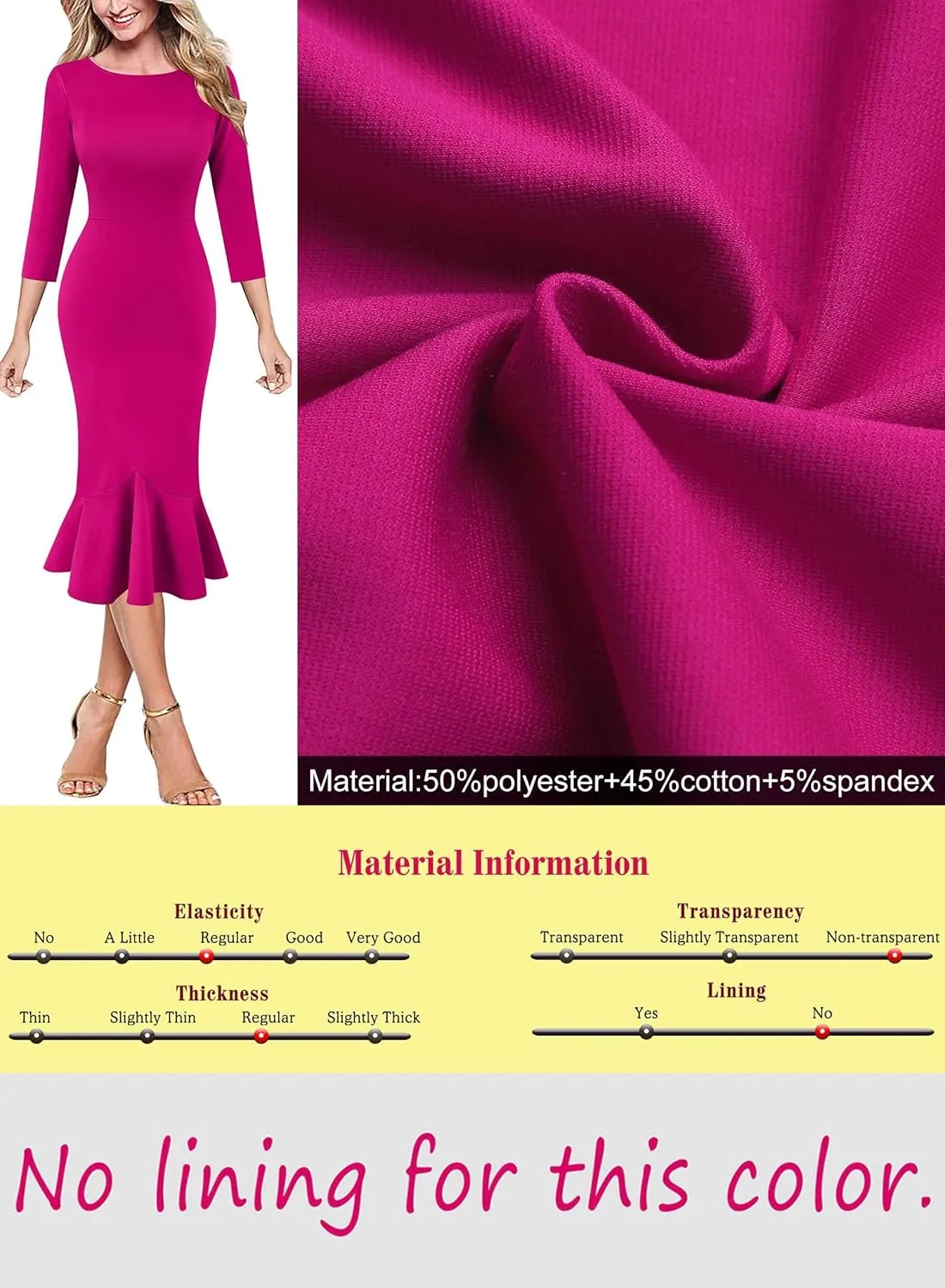 VFSHOW Womens Elegant Vintage Cocktail Party Mermaid Bodycon Midi Mid-Calf Dress