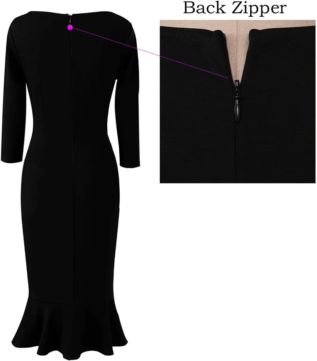 VFSHOW Womens Elegant Vintage Cocktail Party Mermaid Bodycon Midi Mid-Calf Dress