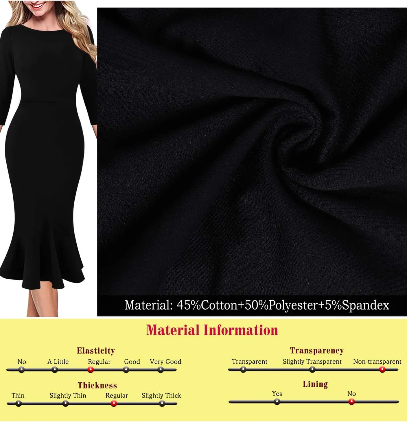 VFSHOW Womens Elegant Vintage Cocktail Party Mermaid Bodycon Midi Mid-Calf Dress