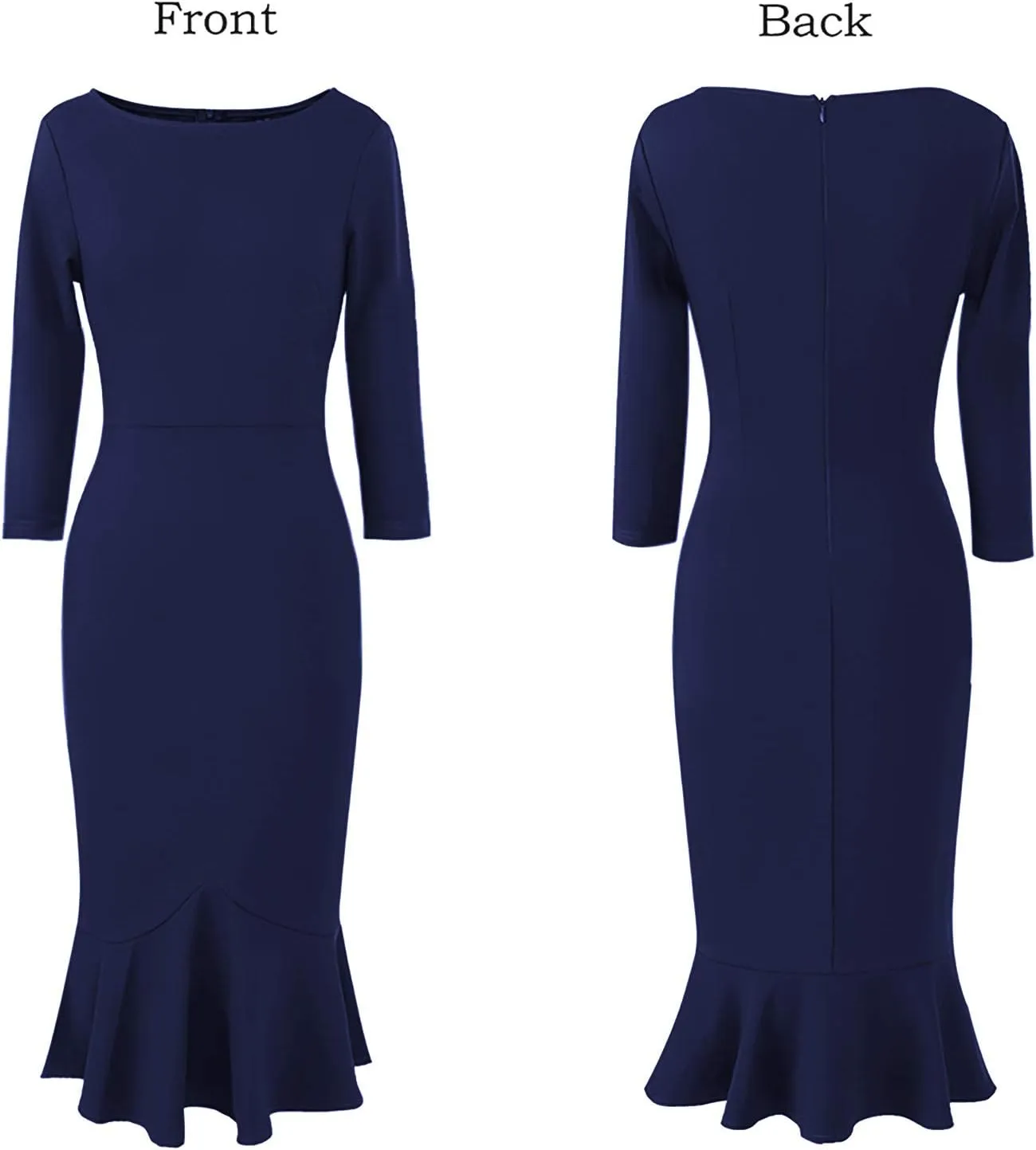 VFSHOW Womens Elegant Vintage Cocktail Party Mermaid Bodycon Midi Mid-Calf Dress