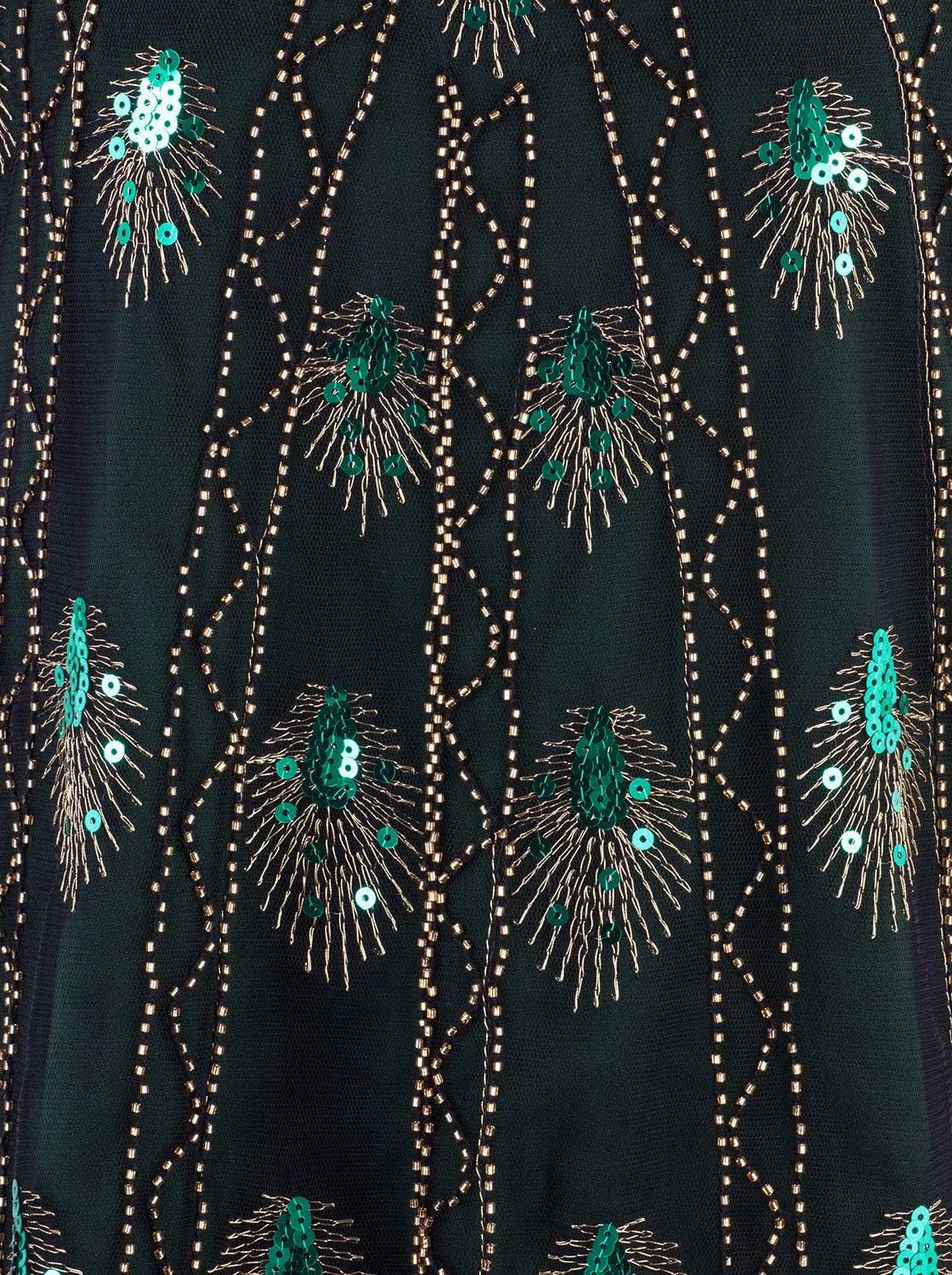 Vijiv Women's 1920s Vintage Beaded Evening Top Art Deco Scalloped Hem Peacock Sequin Embellished Blouse Tunic