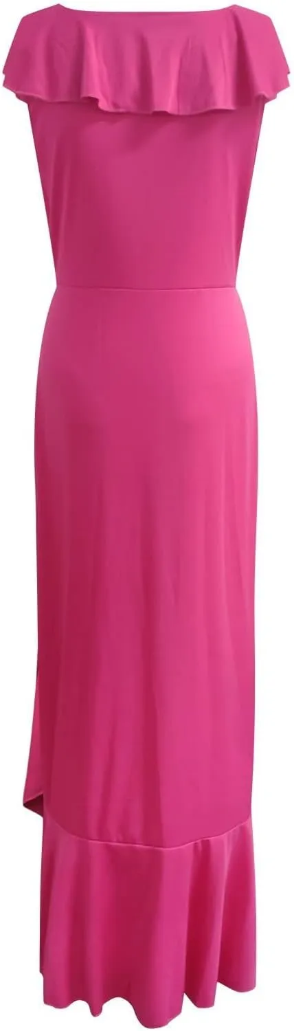 Wedding Guest Dresses for Women 2025 Elegant V Neck Ruffle Cocktail Dress Trendy Irregular Hem Maxi Formal Dress