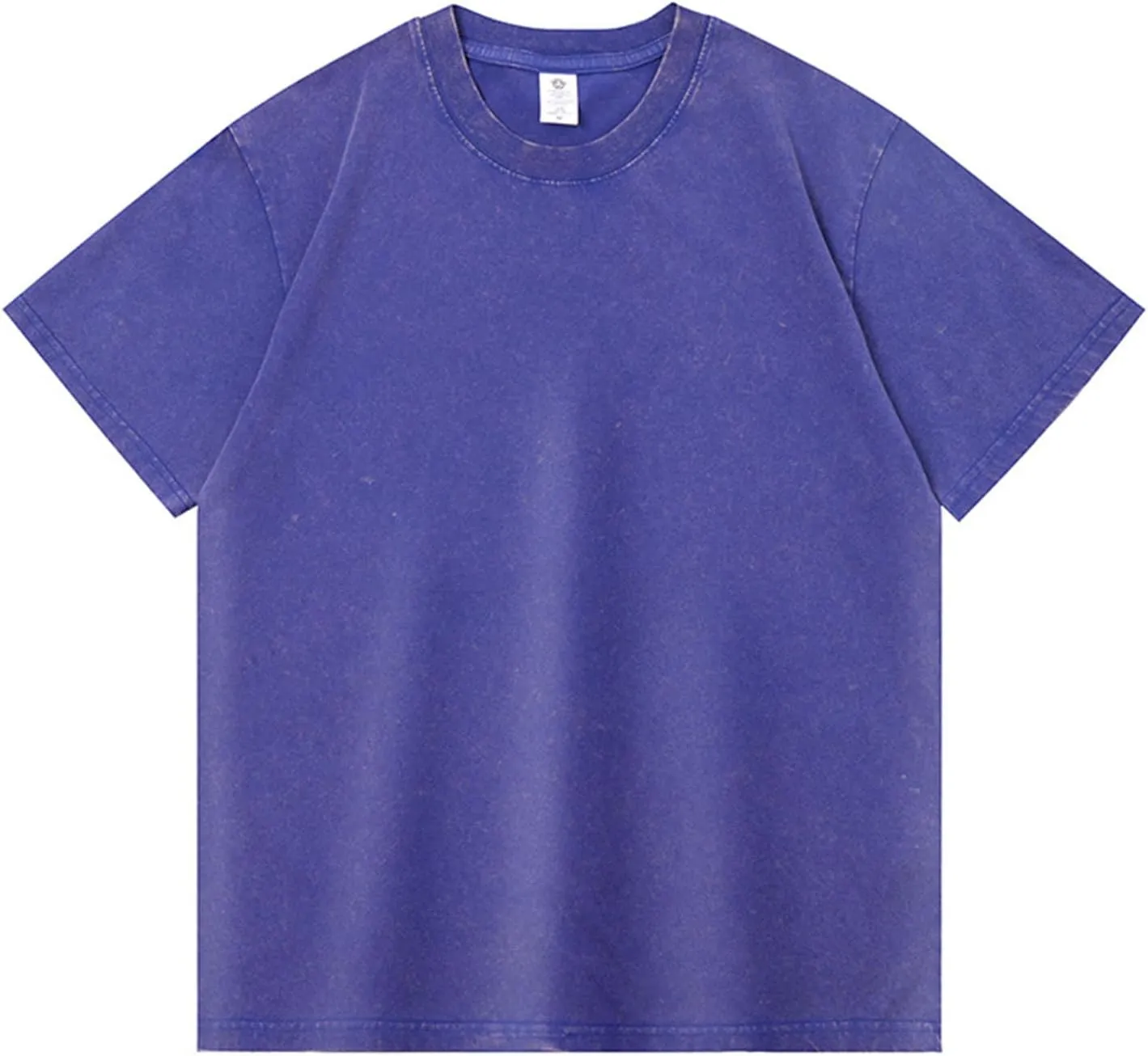 WENKOMG1 Mens Cotton Shirt Washed Crew Neck Casual Pullover Summer Short Sleeve Loose Fit Baggy Style Tee Shirts