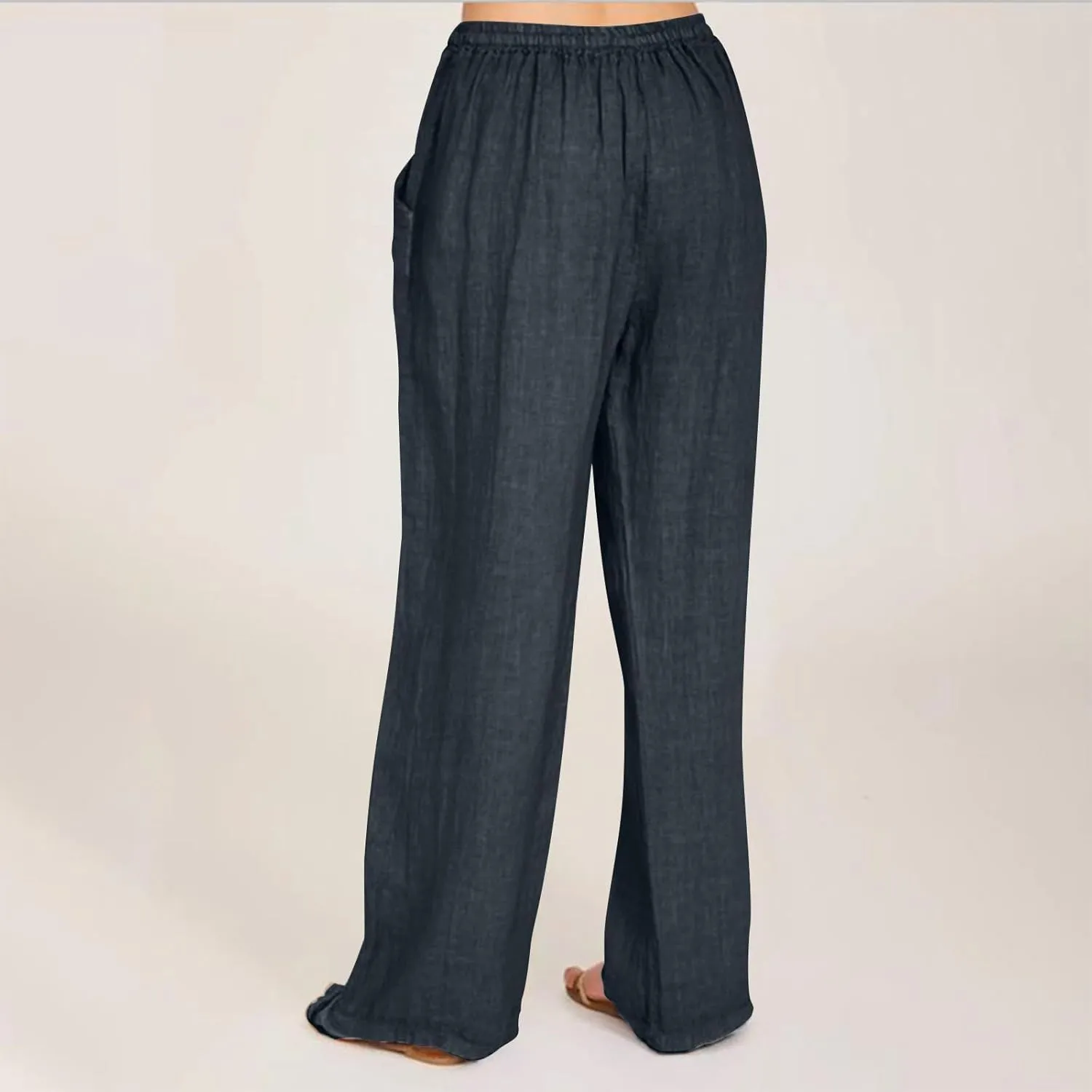 Wide Leg Cotton Linen Pants Women Summer 2025 Casual High Waisted Lounge Pants Beach Trousers Palazzo Sweatpants