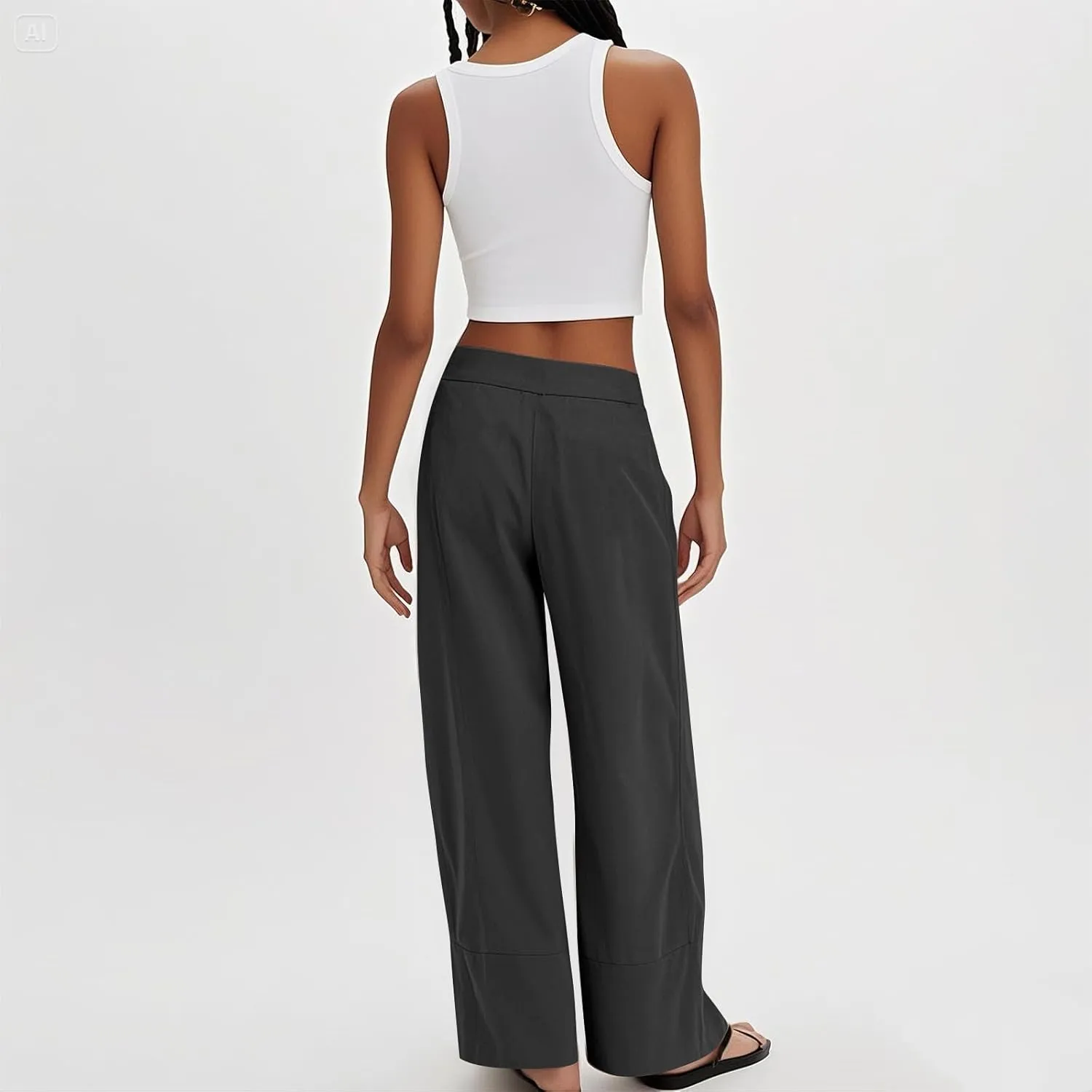 Wide Leg Linen Pants for Women Baggy Lightweight Palazzo Pants with Pockets Summer High Waist Flowy Casual Trousers