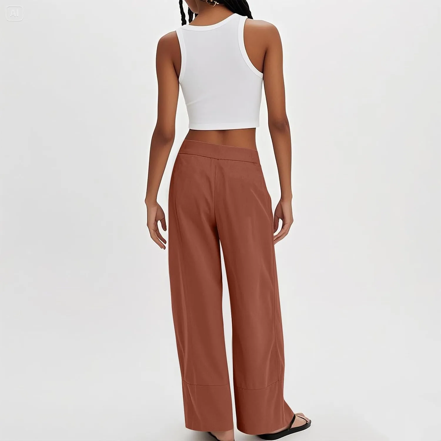 Wide Leg Linen Pants for Women Baggy Lightweight Palazzo Pants with Pockets Summer High Waist Flowy Casual Trousers