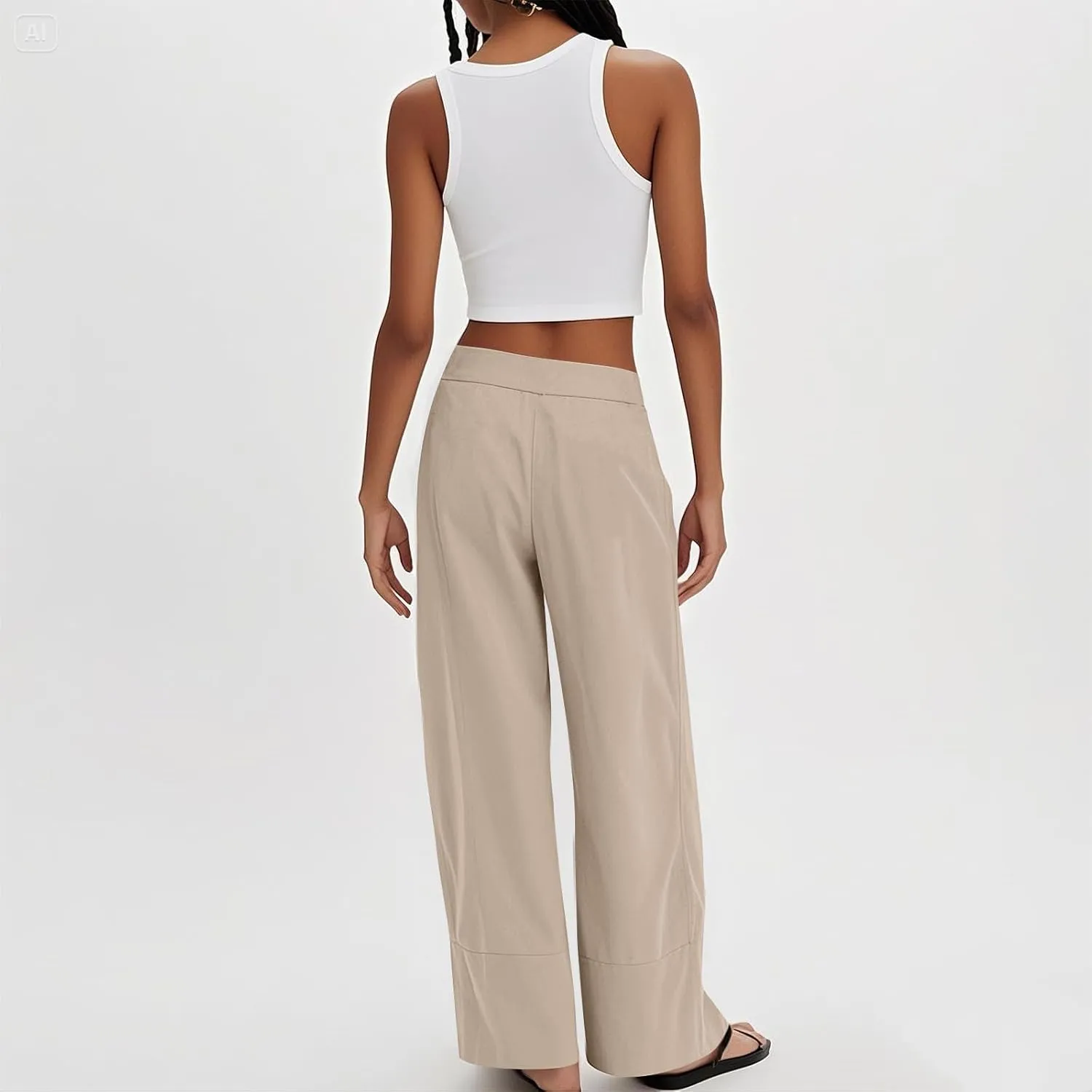 Wide Leg Linen Pants for Women Baggy Lightweight Palazzo Pants with Pockets Summer High Waist Flowy Casual Trousers