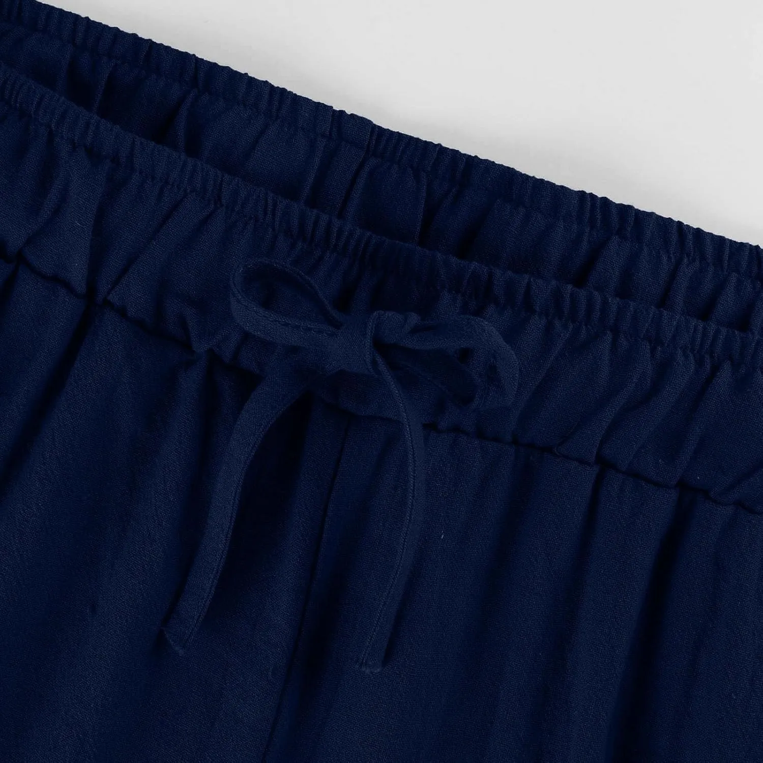 Wide Leg Linen Pants for Women Drawstring Waist Lightweight Summer Pants with Pocket Baggy Cotton Linen Palazzo Pants