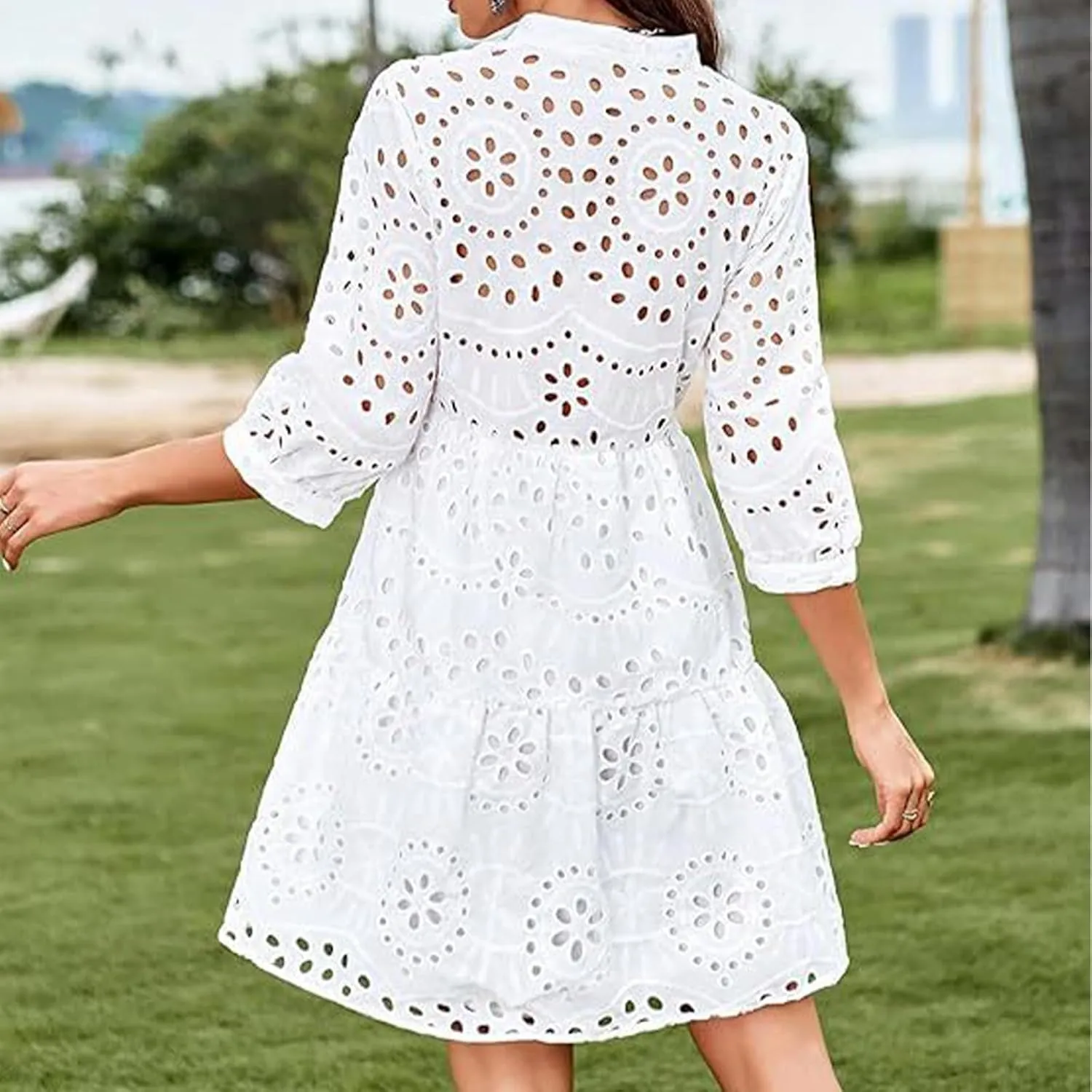 Women Casual Outfits for Summer Short Sleeve Dresses Aline Loose Midi Dress Swing Shift Dress Vacation Travel Dress