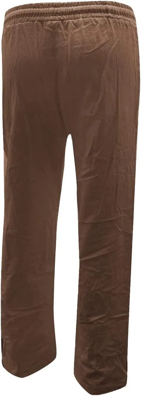 Women Cotton Linen Summer Drawstring Pant Trousers Elastic Waisted Baggy Stretchy Slim-Fit Palazzo Pants Trendy