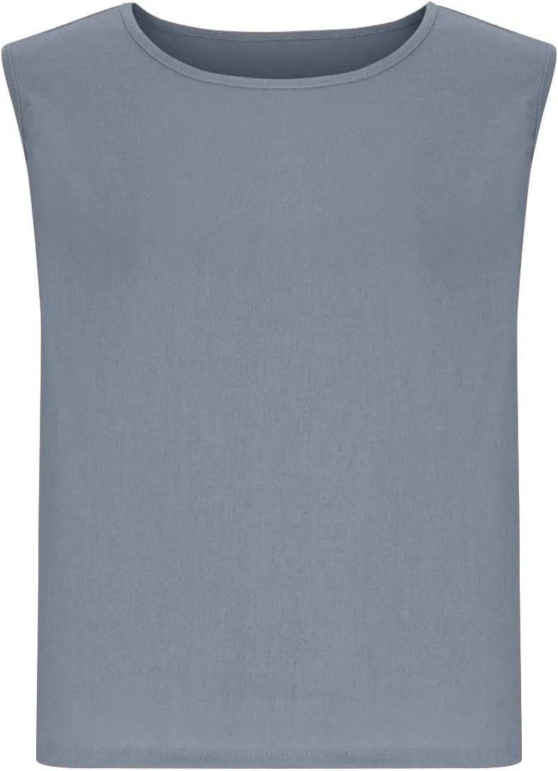 Women Cotton Linen Tank Tops Crew Neck Solid Sleeveless Shirt Loose Vest 2025 Casual Beach Tees Spring Summer Clothes