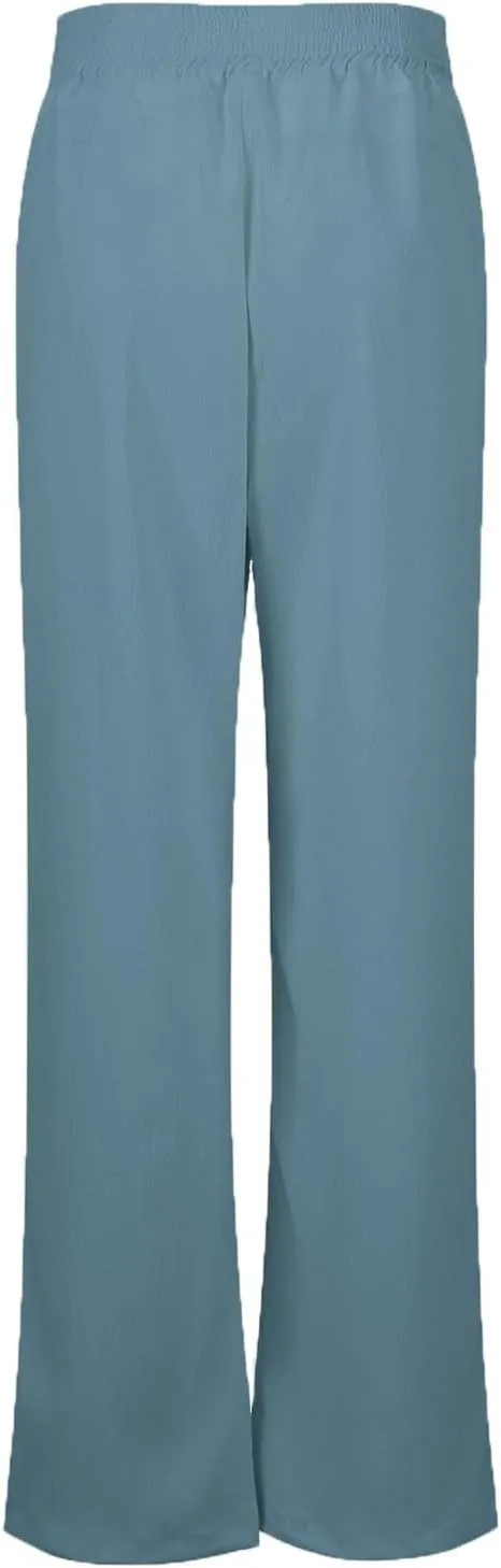 Women Culottes Wide Leg Pants Wide Leg Palazzo Linen Drawstring Cropped Trousers Elastic Waist Casual Pants Pockets